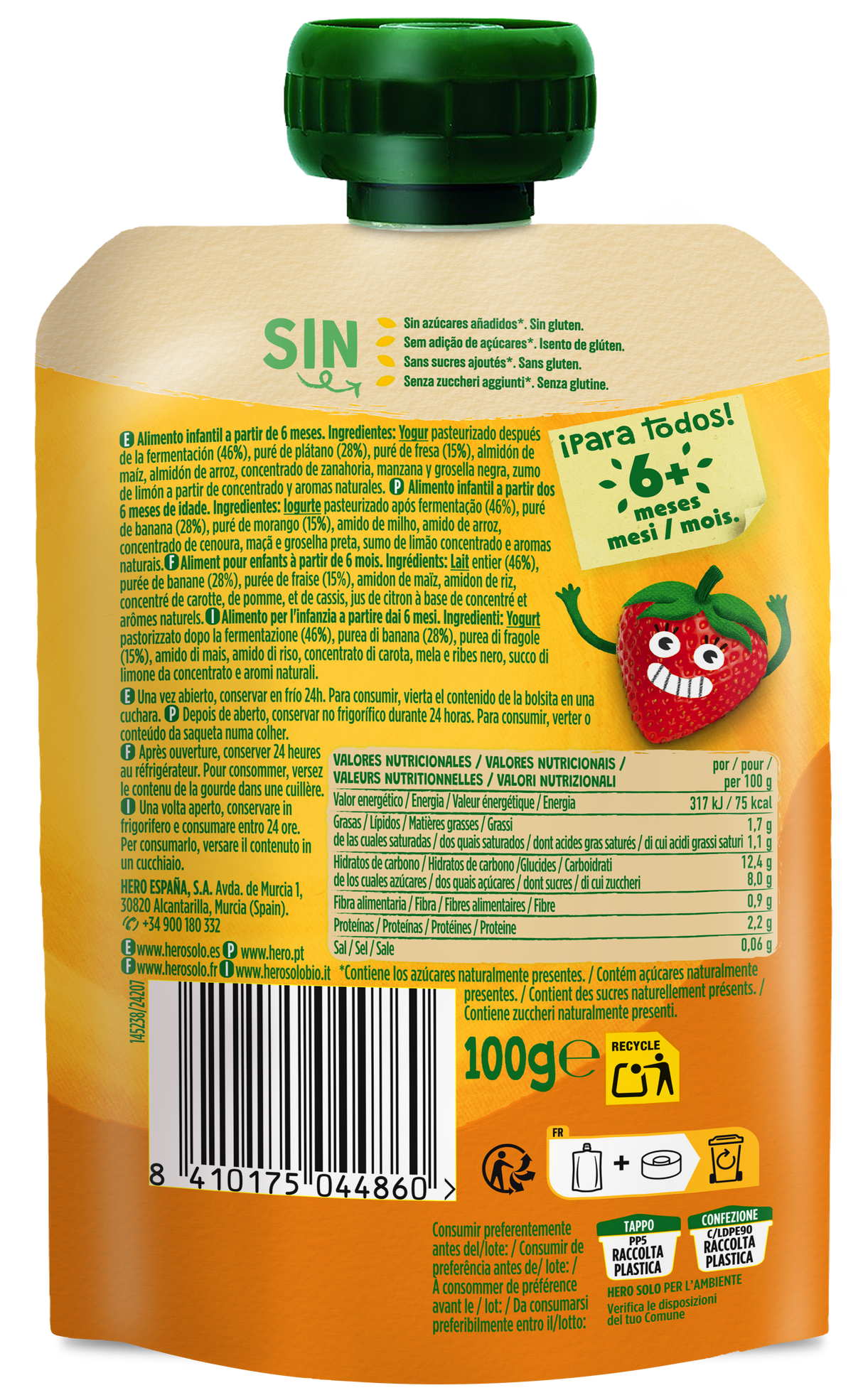 Bolsita Hero Solo yogur plátano y fresa