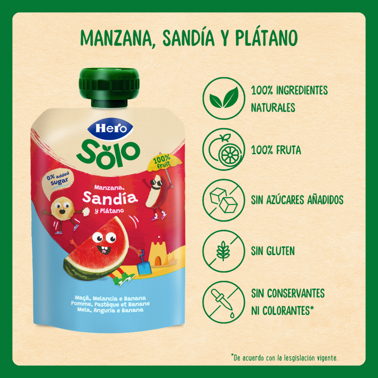 Saqueta Hero Solo Maçã Melancia e Banana