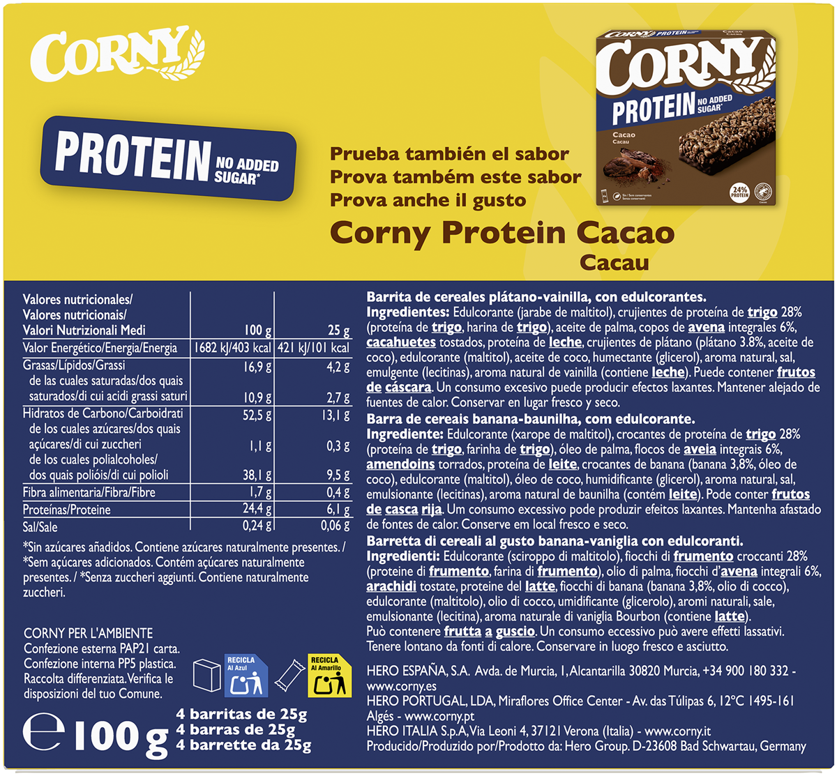 Barra Corny Protein Banana-Baunilha