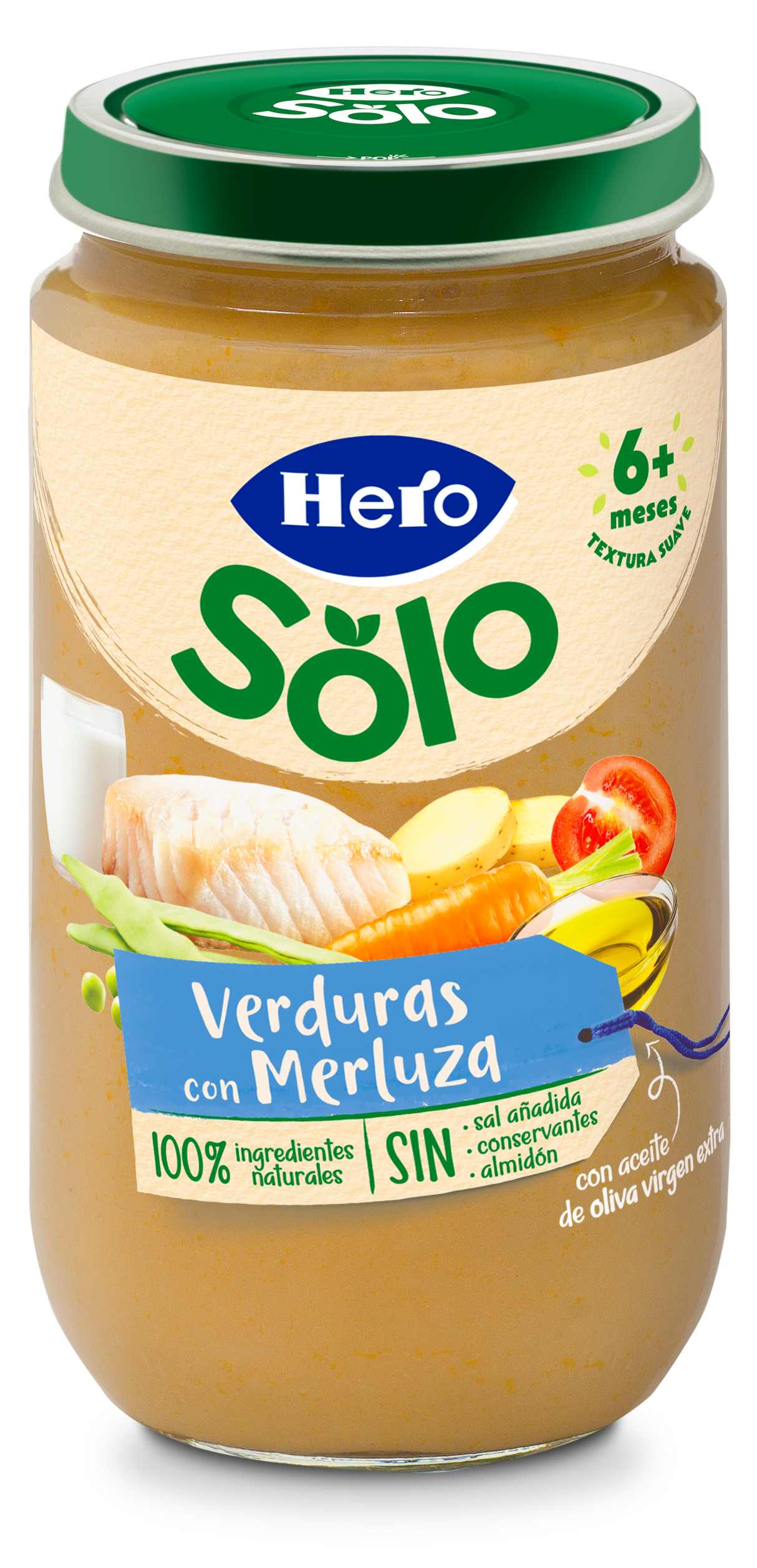 Hero Solo Pack Tarritos Sabores Variados (6 Crema de Bechamel con Lenguado y 6 Verduritas Merluza). Para bebés de más de 6 meses.Pack 12x235gr