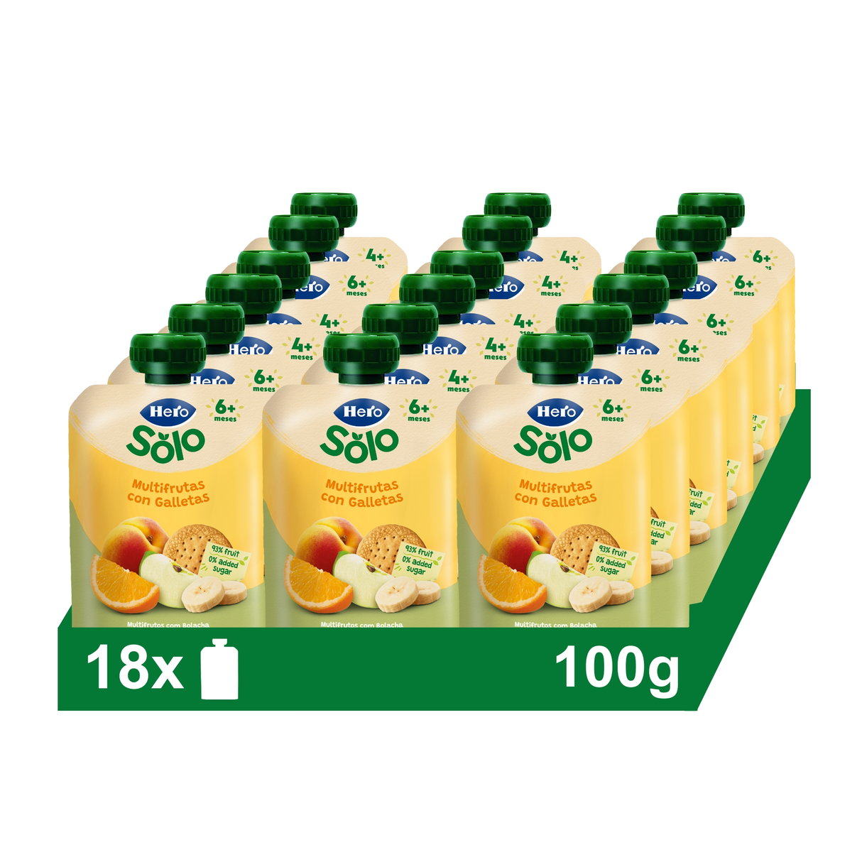 Saqueta Hero Baby multifrutos com bolacha