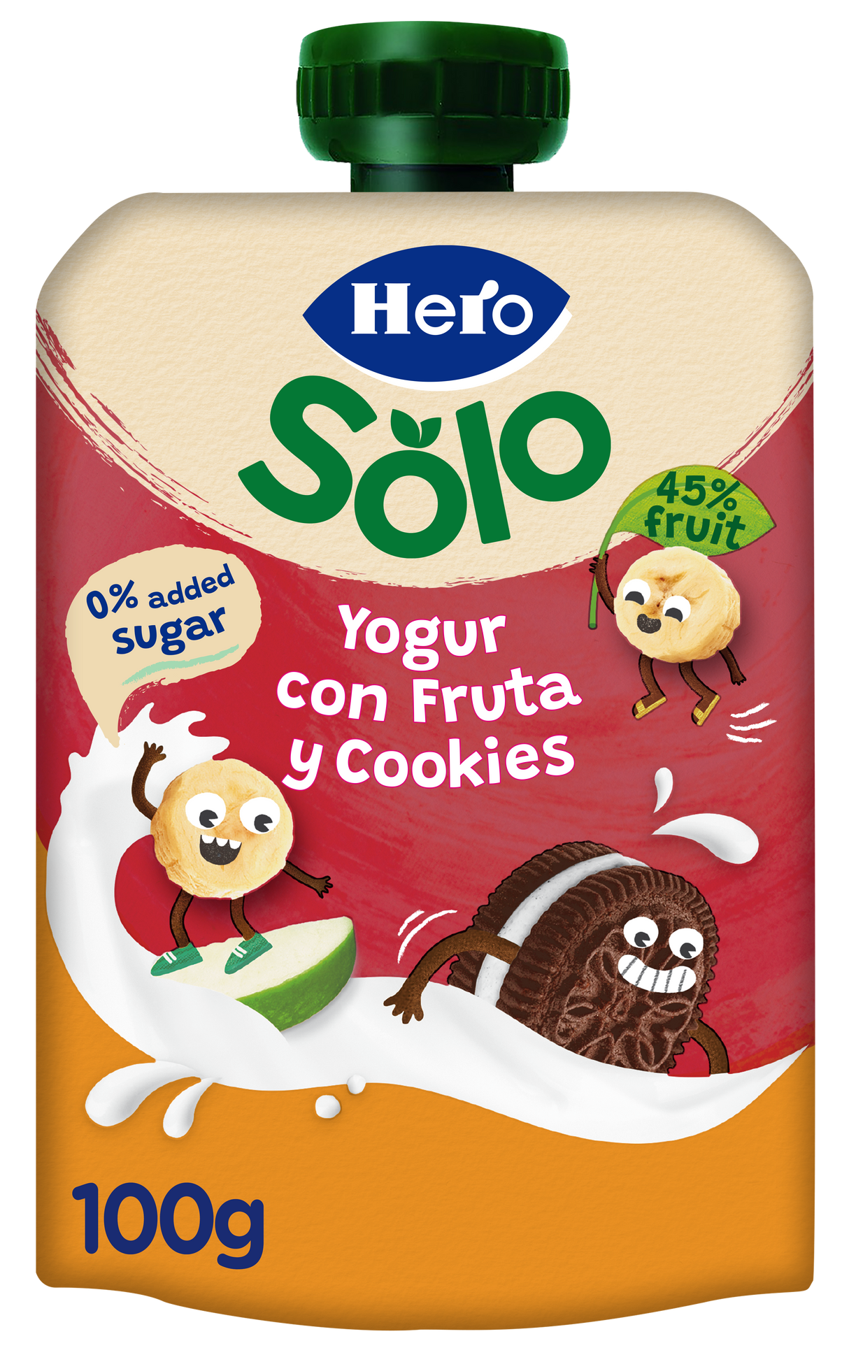 Saqueta Hero iogurte grego com frutas e cookies