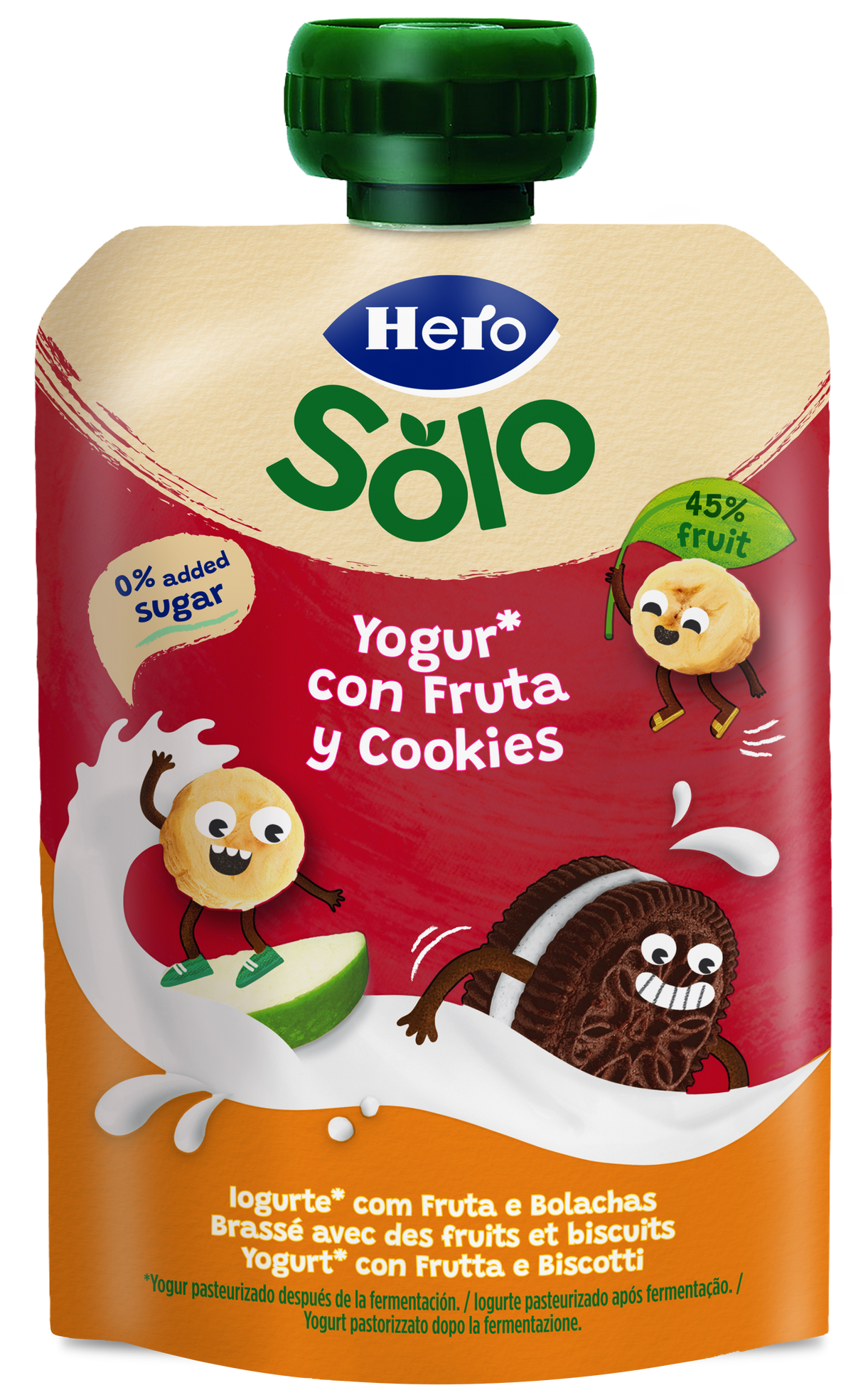 Saqueta Hero iogurte grego com frutas e cookies