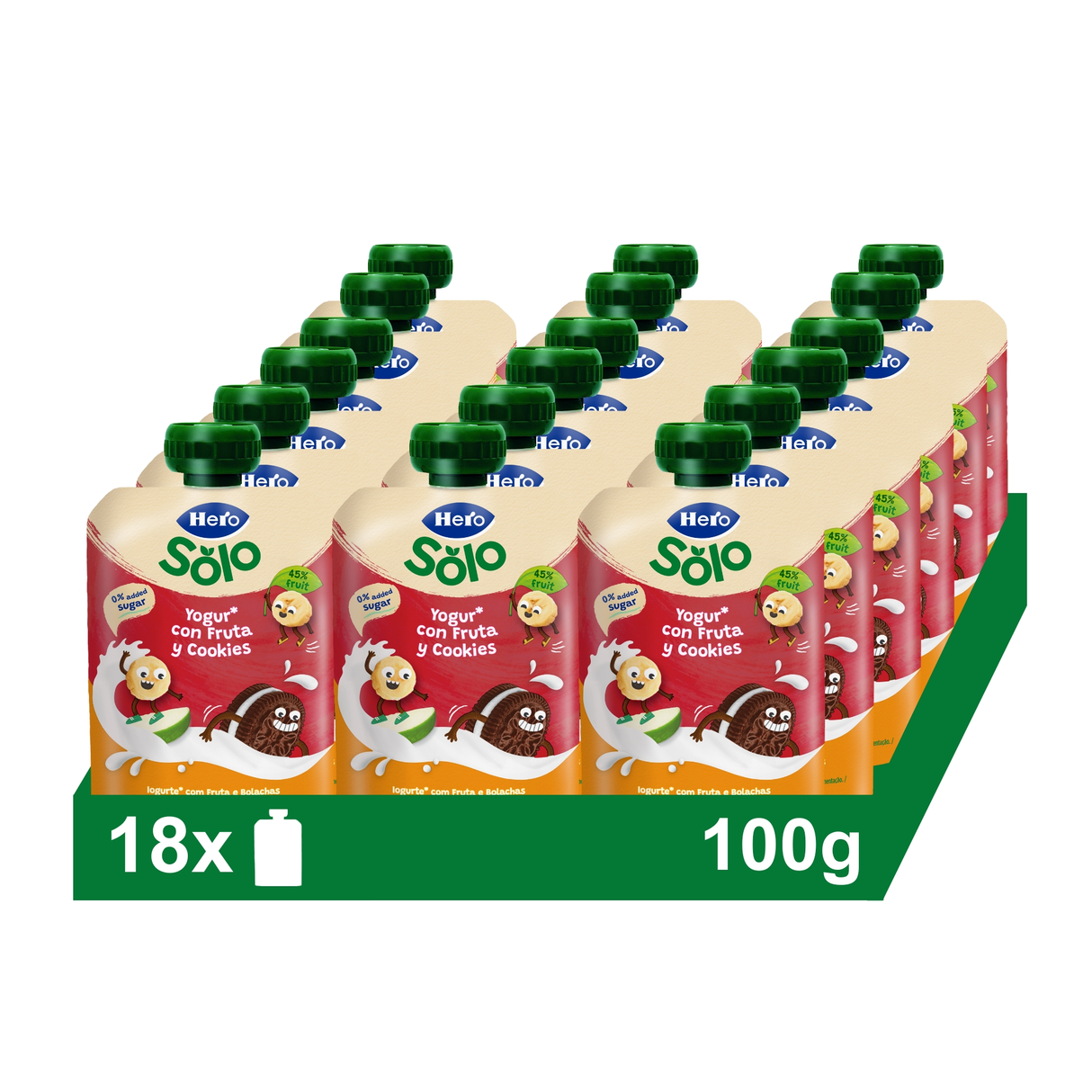 Saqueta Hero iogurte grego com frutas e cookies