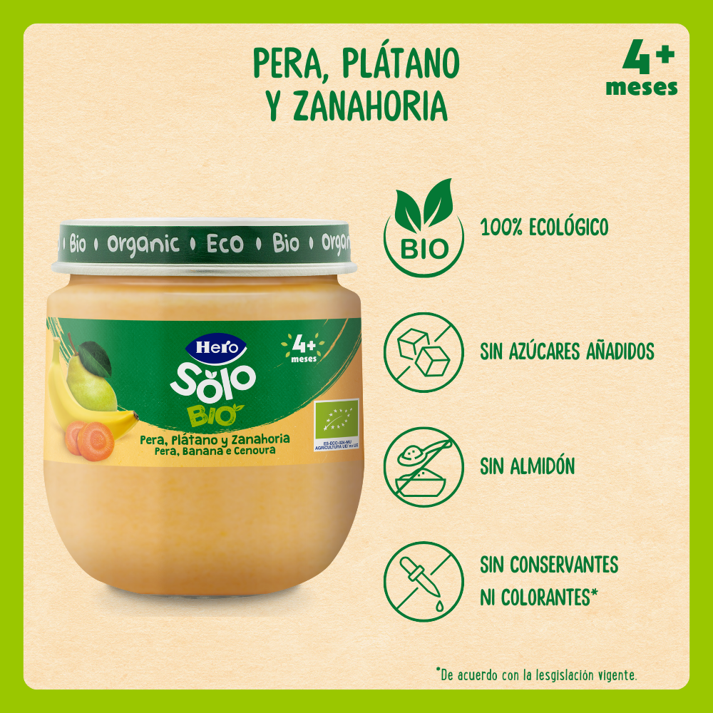 Tarrito Hero Solo Bio pera plátano y zanahoria