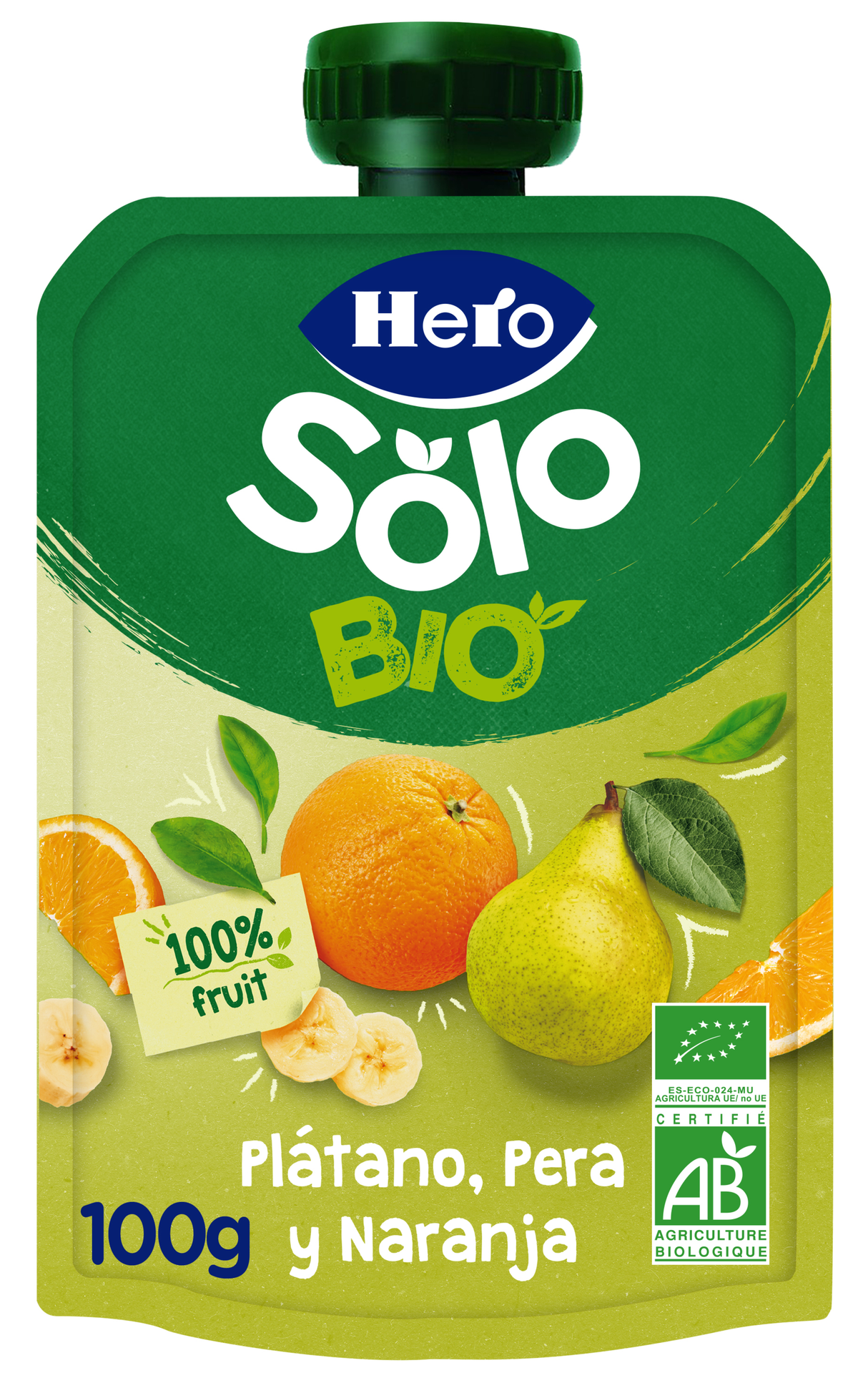 Bolsita Hero Solo Bio plátano, pera y naranja