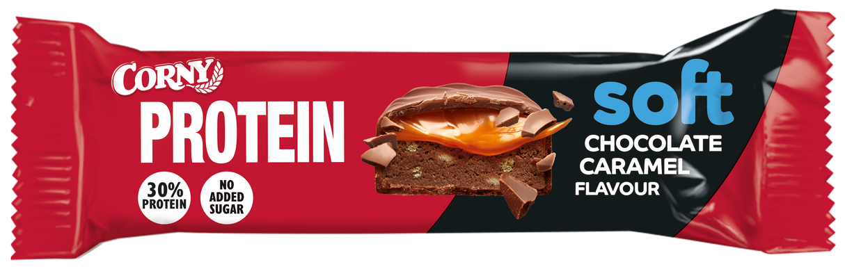 Barra Corny Protein de chocolate macio e caramelo