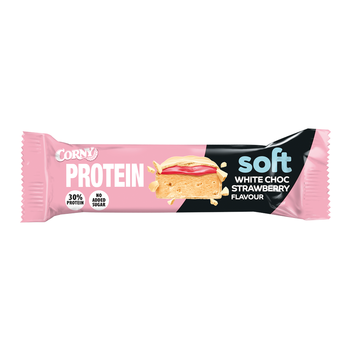 Barra Corny Protein de chocolate branco e morango