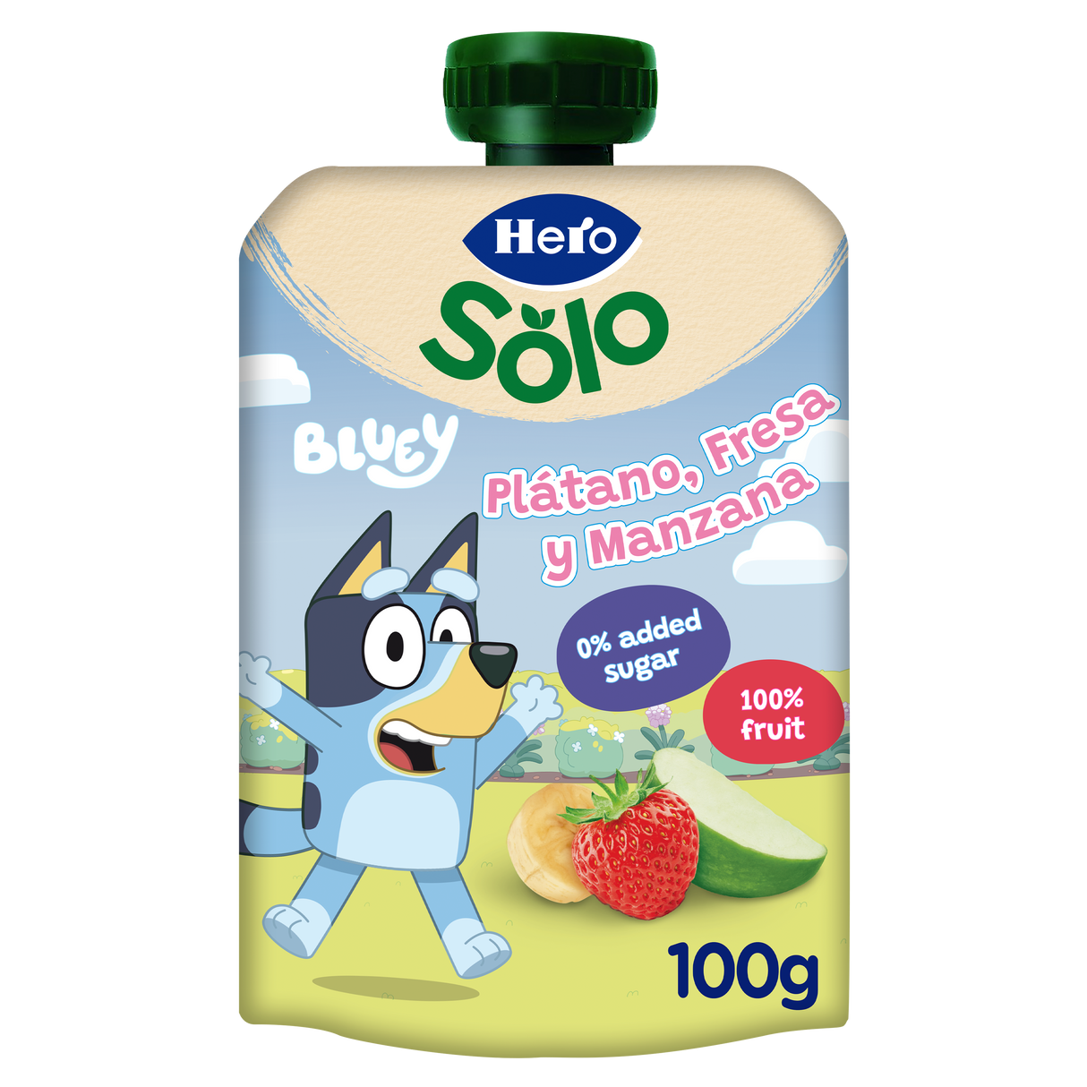 Saqueta de fruta Hero banana morango e maçã