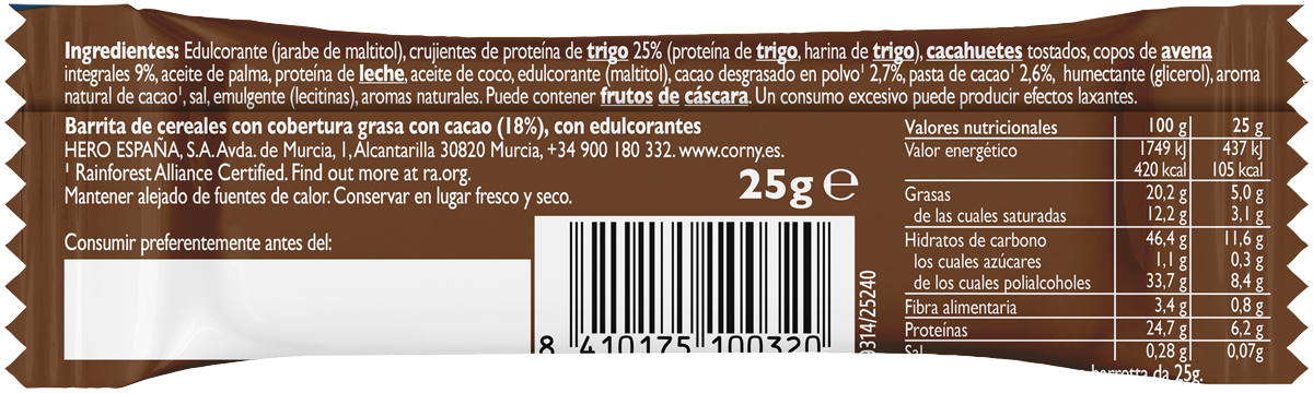 Barra Corny Protein Cacau