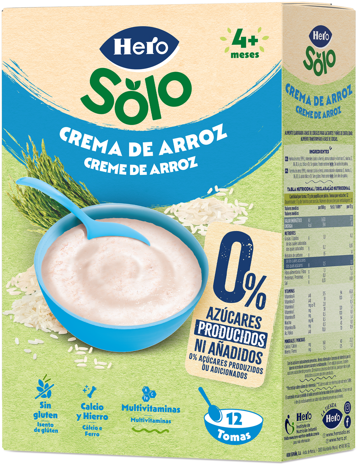 Papas de cereais Hero Solo creme de arroz