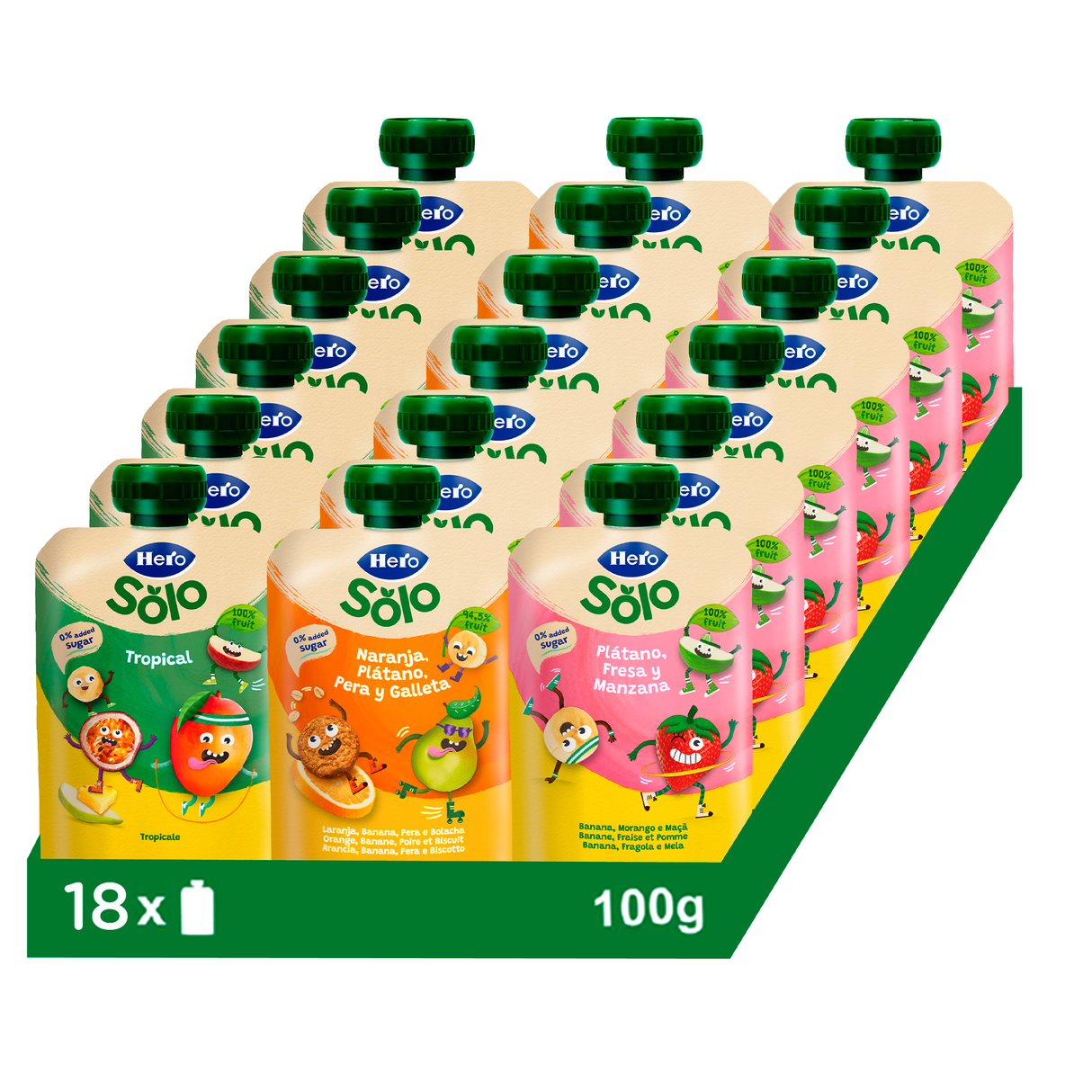 Pack de 18 saquetas de fruta Hero