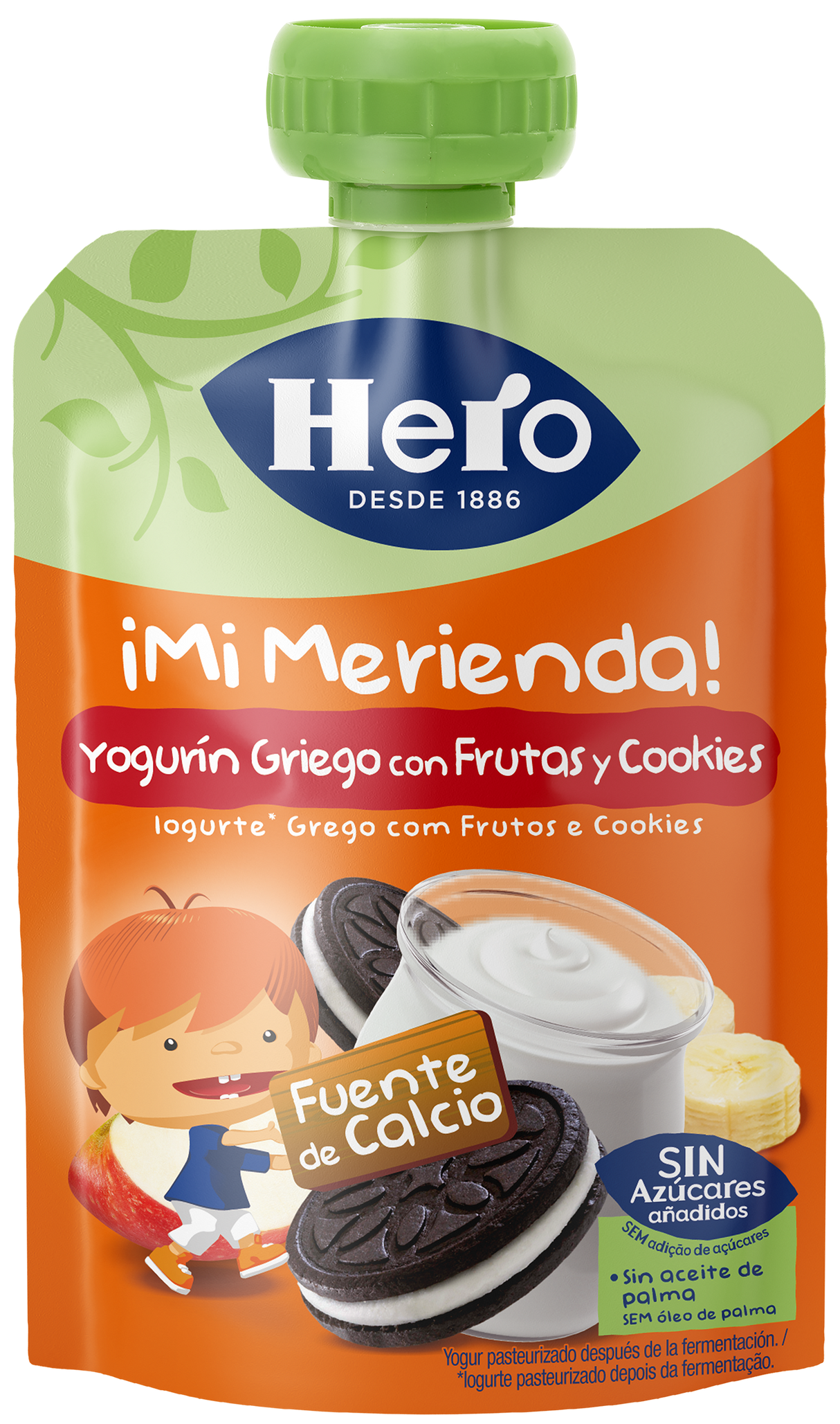 Saqueta Hero iogurte grego com frutas e cookies