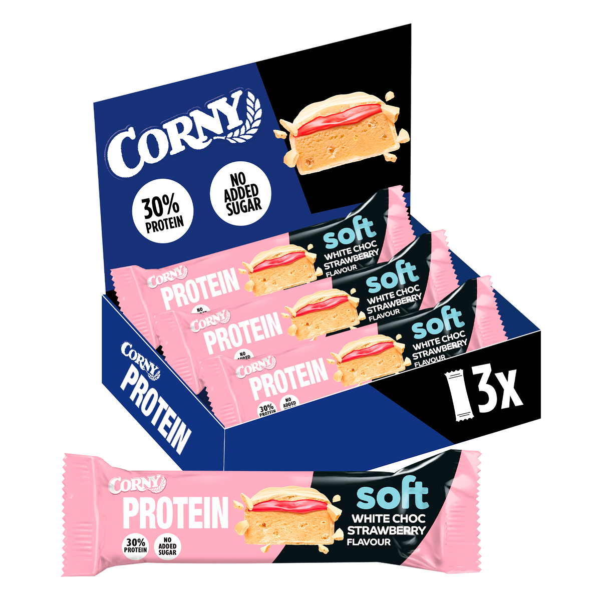 Barrita Corny Protein soft chocolate blanco y fresa